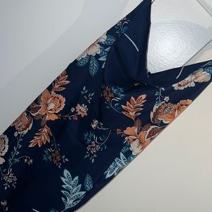 Blue floral, spaghetti, strap dress